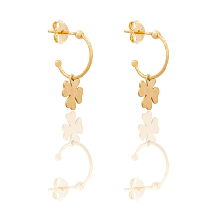 ORECCHINI DONNA CERCHIETTO CON QUADRIFOGLIO