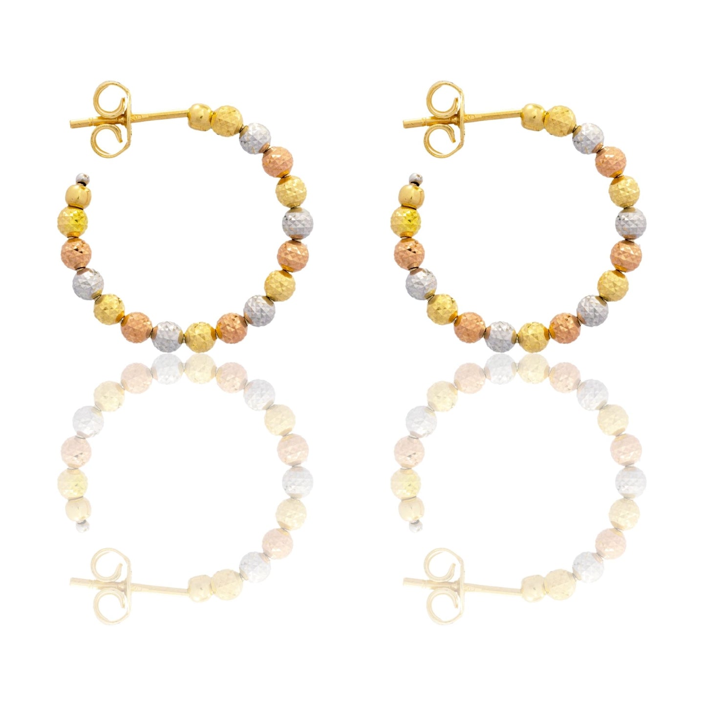Orecchini Oro Bianco, Oro Giallo, Oro Rosa Oro 18 carati Cerchi Milleluci Solo Oro diametro esterno cm.2 diametro sfera mm.3