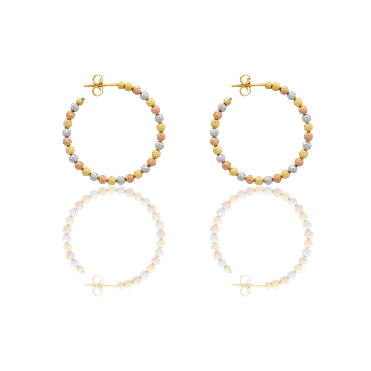 Orecchini Oro Bianco, Oro Giallo, Oro Rosa Oro 18 carati Cerchi Milleluci Solo Oro diametro esterno cm.3 diametro sfera mm.3