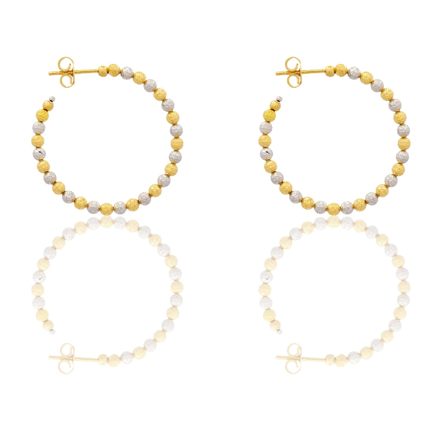 Orecchini Oro Giallo Oro Bianco Oro 18 carati Cerchi Milleluci Solo Oro diametro esterno cm.3 diametro sfera mm.3