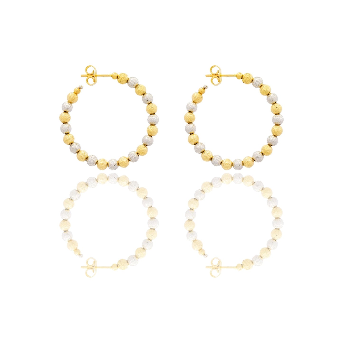 Orecchini Oro Bianco Oro 18 carati Volto Padre Pio Solo Oro diametro esterno cm.3 diametro sfera mm.4