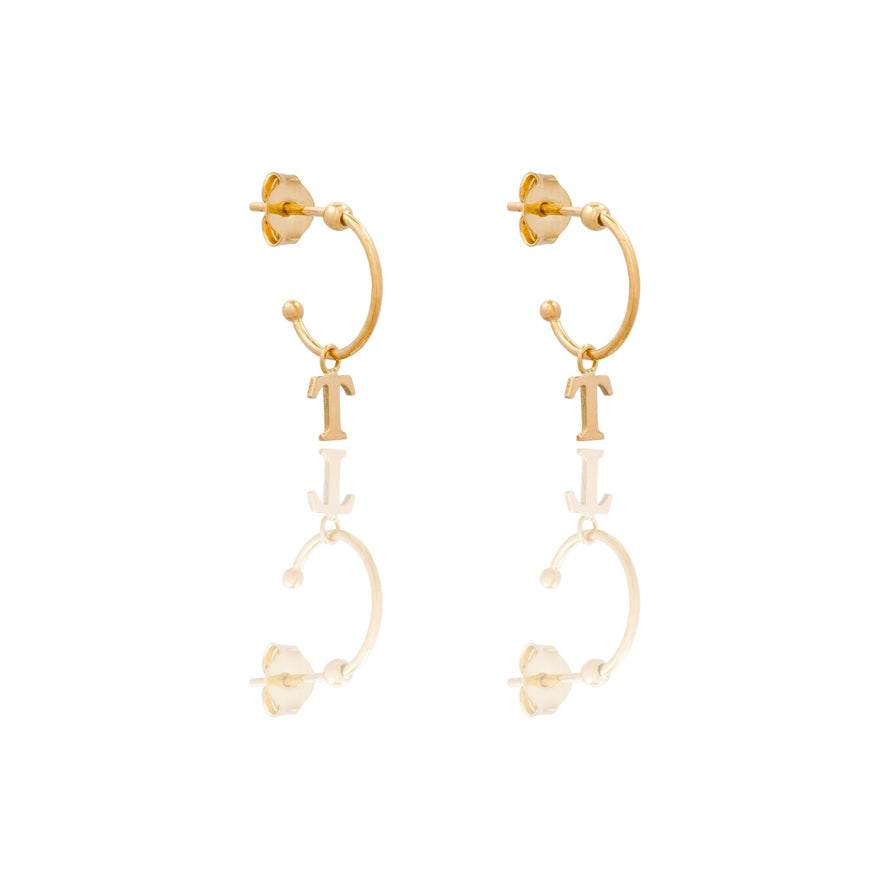 ORECCHINI DONNA CERCHIETTO CON LETTERA T