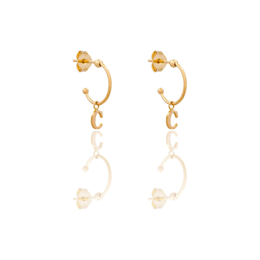 ORECCHINI DONNA CERCHIETTO CON LETTERA C