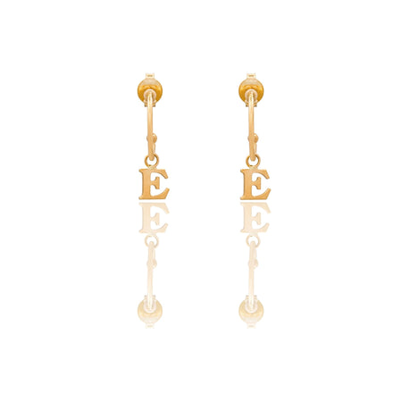 Orecchini Oro Giallo Oro 18 carati Cerchietto Con Lettera E Solo Oro