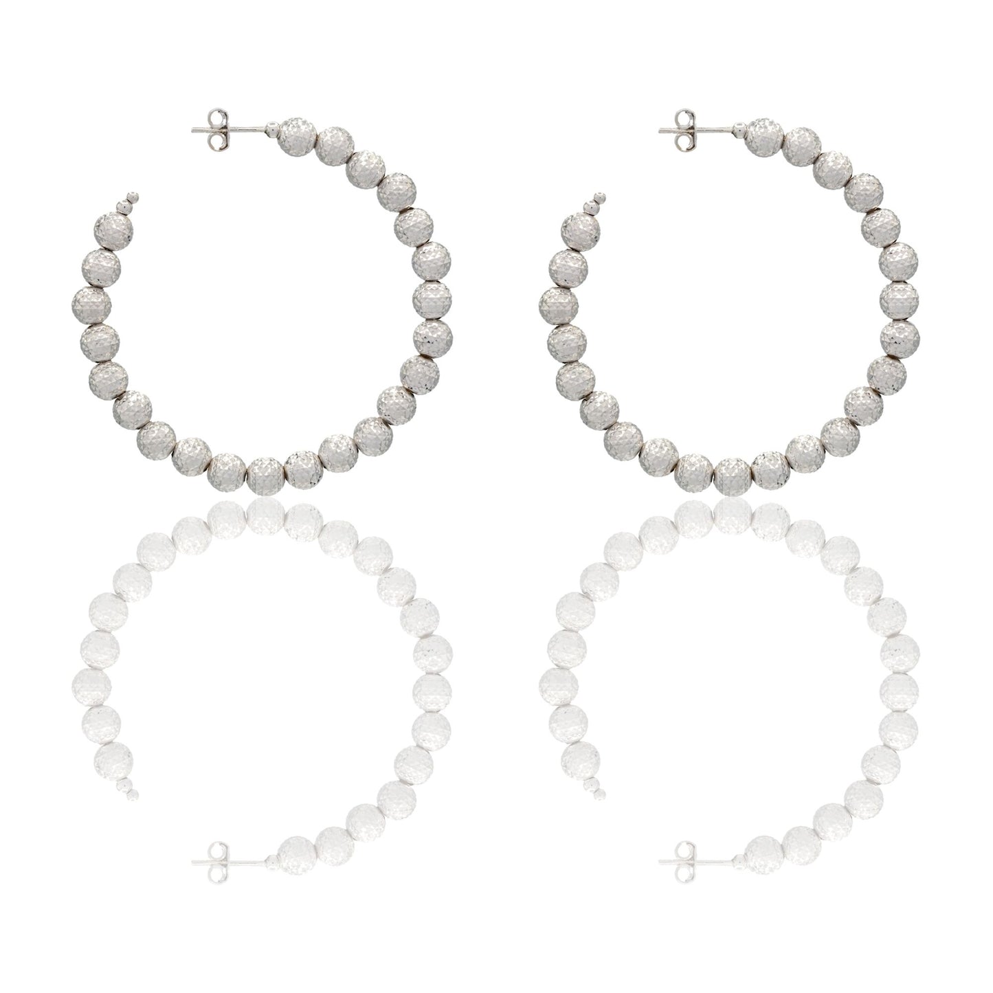 Orecchini Oro Bianco Oro 18 carati Cerchi Milleluci Solo Oro diametro esterno cm.5 diametro sfera mm.6