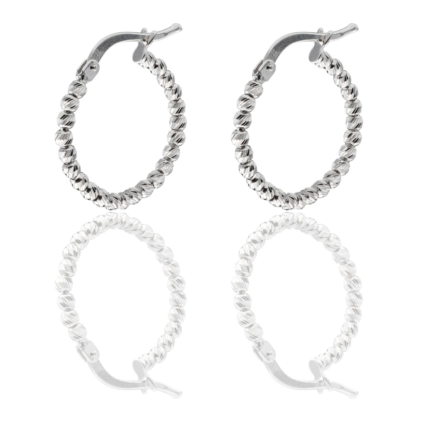 Orecchini Oro Bianco Oro 18 carati Cerchi Slash Solo Oro diametro esterno cm.1,5 diametro sfera mm.2