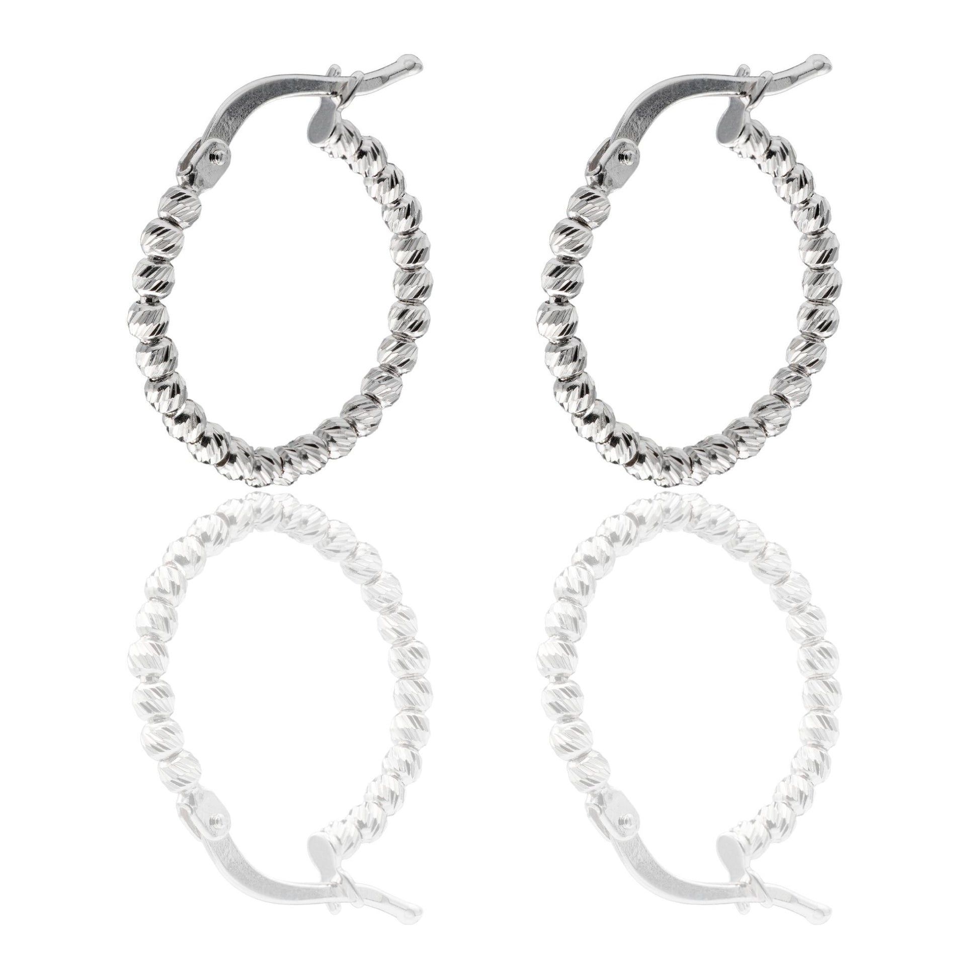 Orecchini Oro Bianco Oro 18 carati Cerchi Slash Solo Oro diametro esterno cm.1,5 diametro sfera mm.2