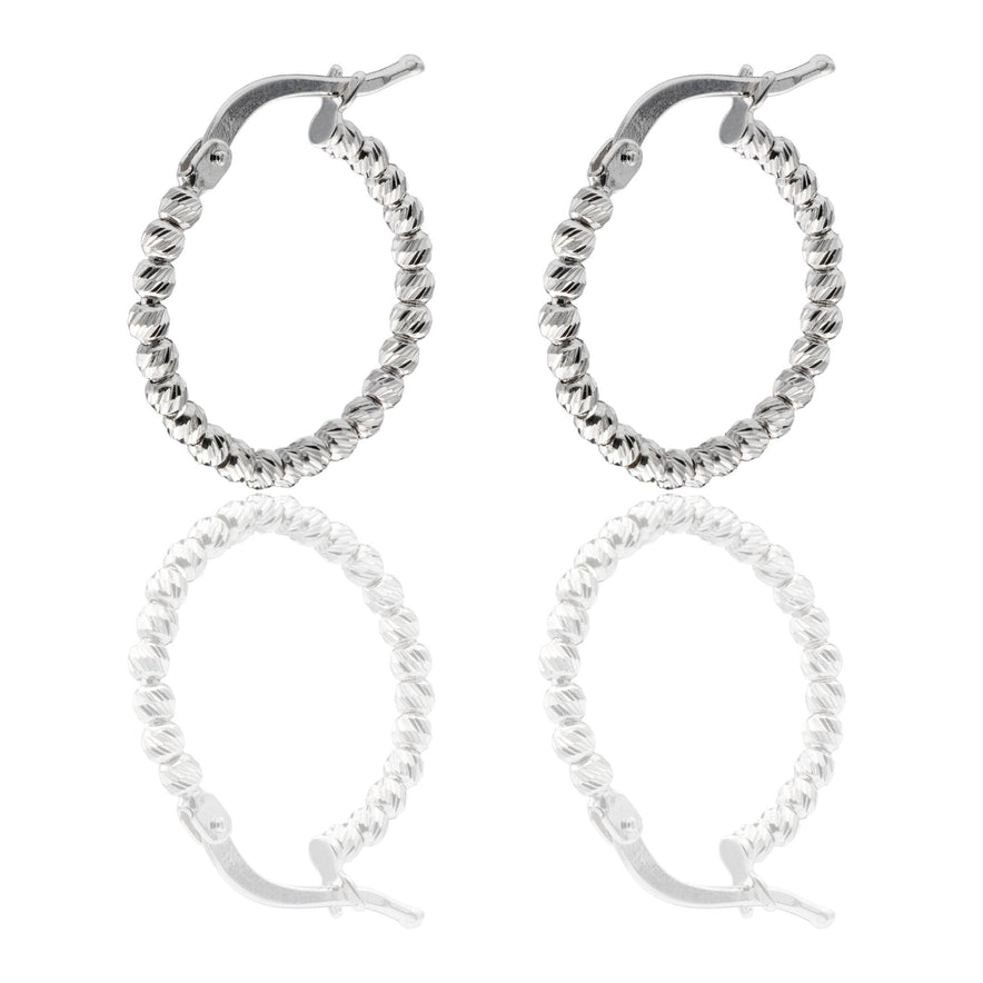 Orecchini Oro Bianco Oro 18 carati Cerchi Slash Solo Oro diametro esterno cm.1,5 diametro sfera mm.2