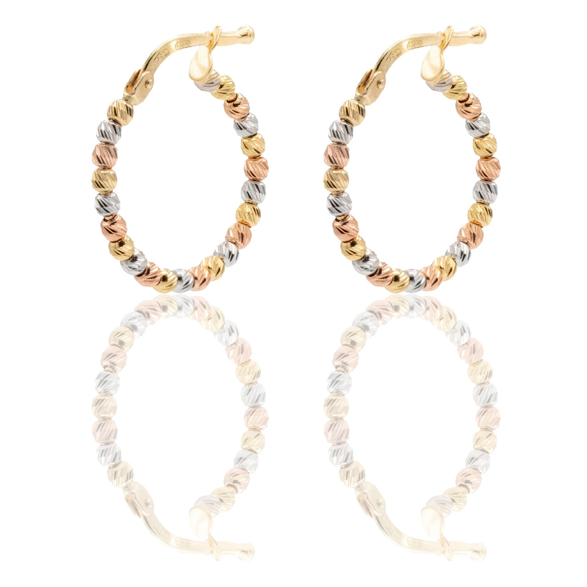 Orecchini Oro Bianco, Oro Giallo, Oro Rosa Oro 18 carati Cerchi Slash Solo Oro diametro esterno cm.1,5 diametro sfera mm.2