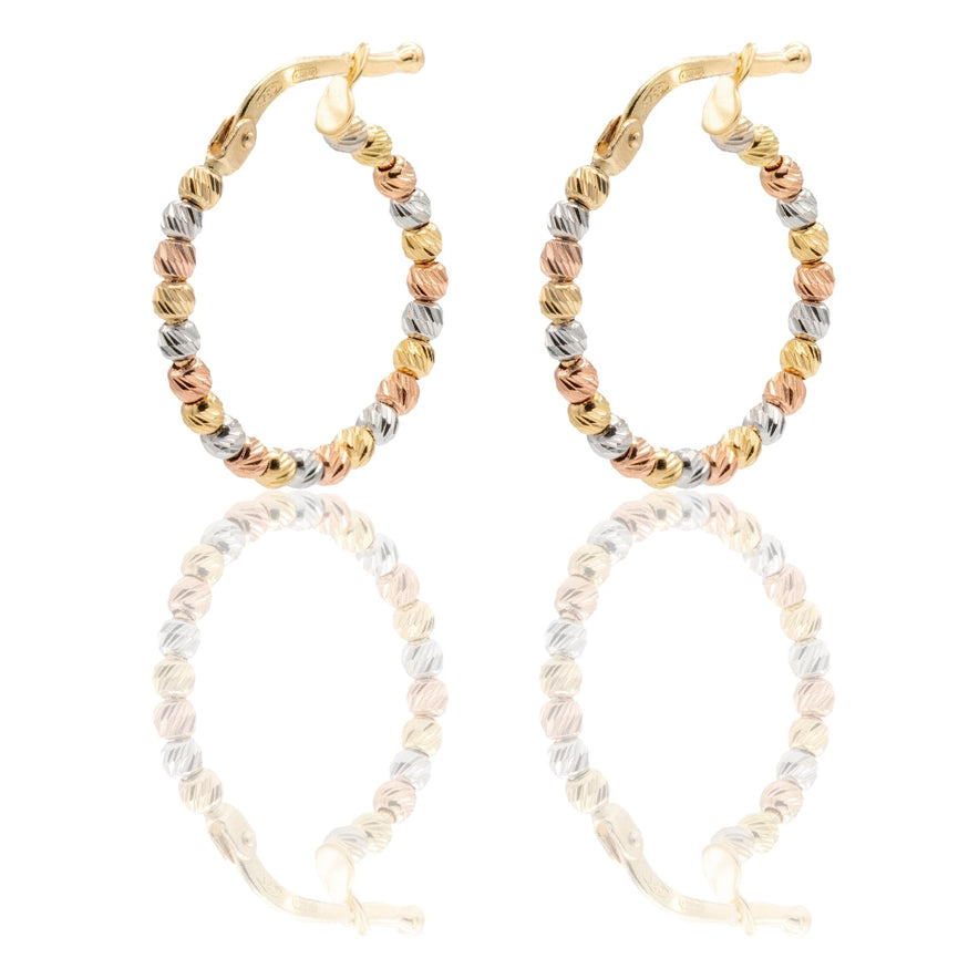 Orecchini Oro Bianco, Oro Giallo, Oro Rosa Oro 18 carati Cerchi Slash Solo Oro diametro esterno cm.1,5 diametro sfera mm.2