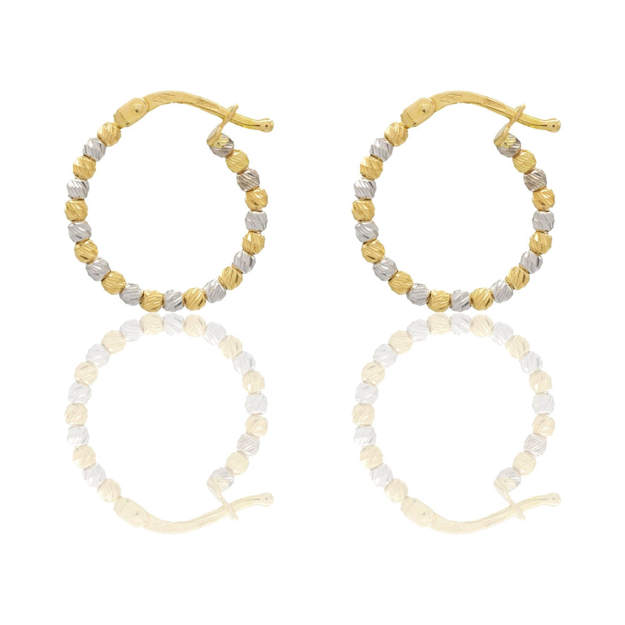 Orecchini Oro Giallo Oro Bianco Oro 18 carati Cerchi Slash Solo Oro diametro esterno cm.1,5 diametro sfera mm.2