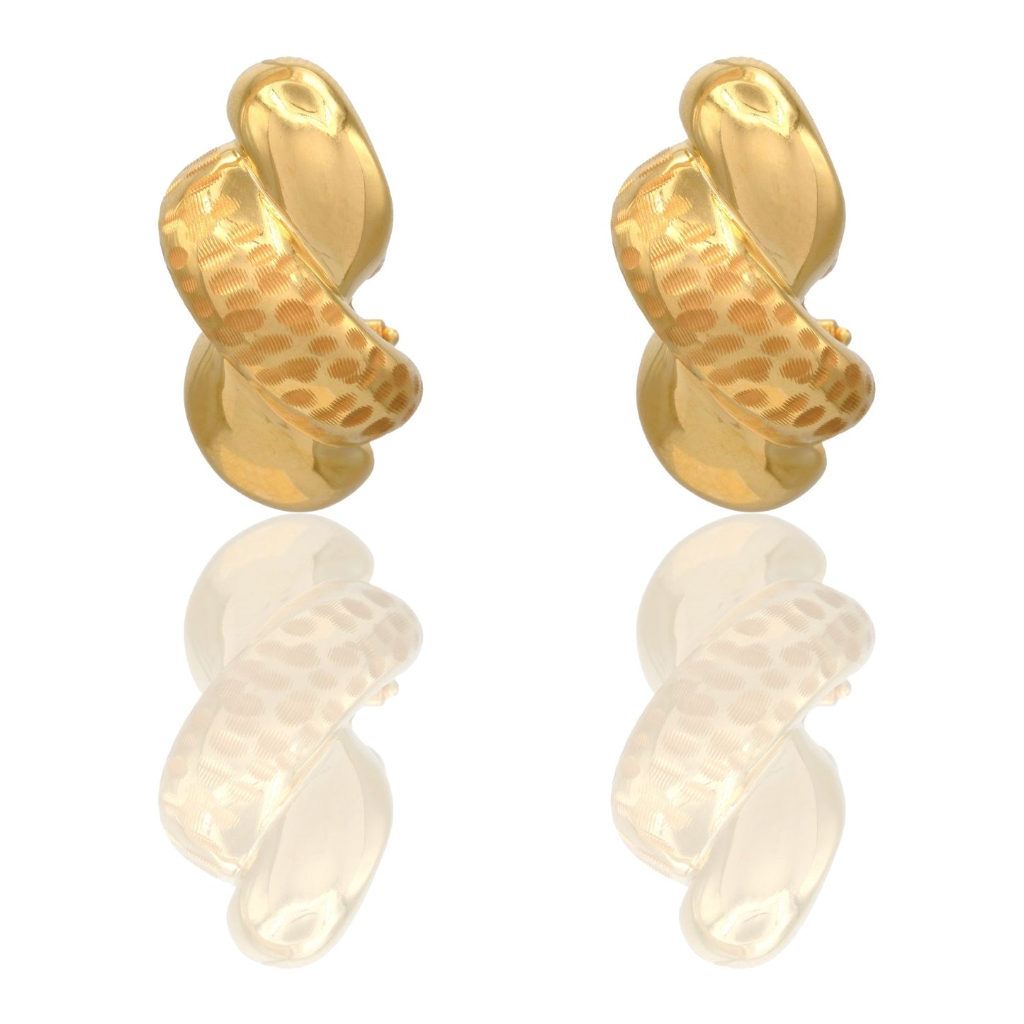 Orecchini Oro Giallo Oro 18 carati Treccia Zigrinata Aqua Solo Oro