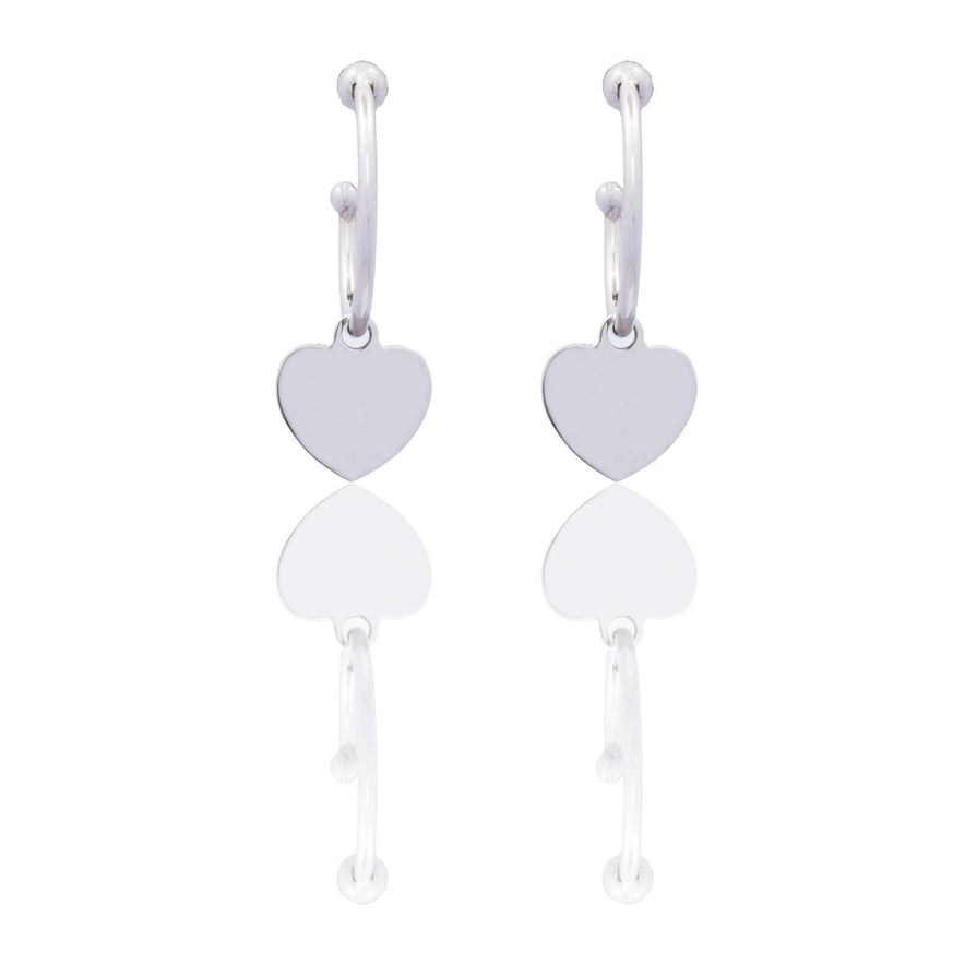 Orecchini Oro Bianco Oro 18 carati Cerchietto Cuore Solo Oro