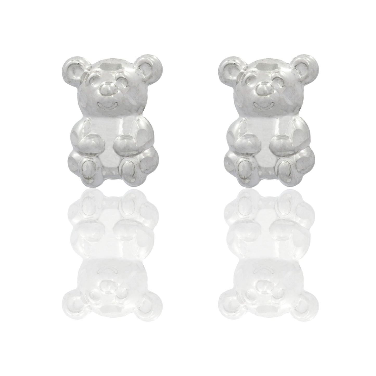 Orecchini Oro Bianco Oro 18 carati Orsetto a Lobo Solo Oro cm. 1