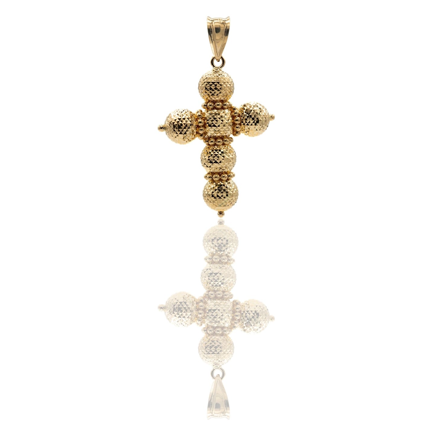 Ciondolo Oro Giallo Oro 18 carati Croce Milleluci Solo Oro cm.4,7x2,5; Sfera diam. mm. 8