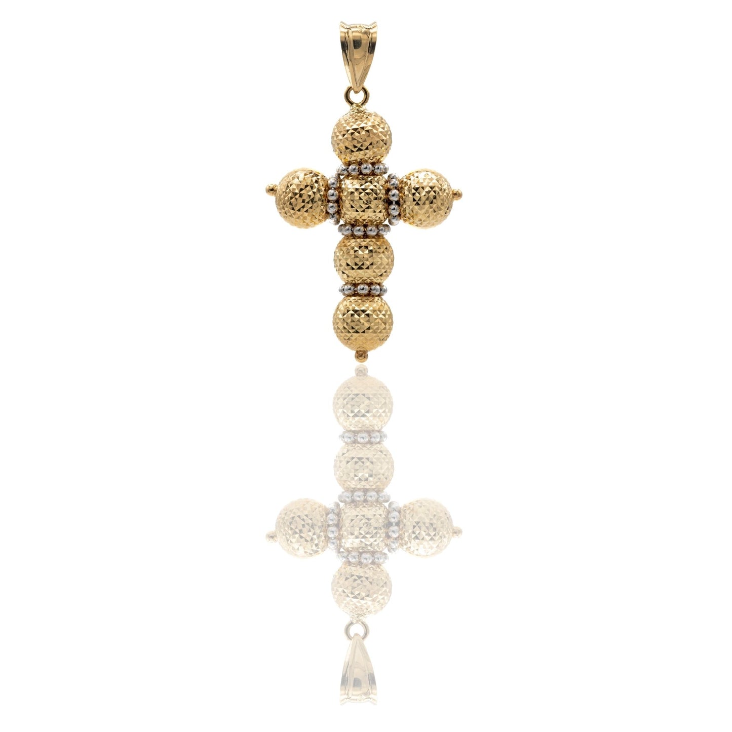 Ciondolo Oro Giallo Oro Bianco Oro 18 carati Croce Milleluci Solo Oro Lunghezza cm.4,7x2,5; Sfera diam. mm. 8
