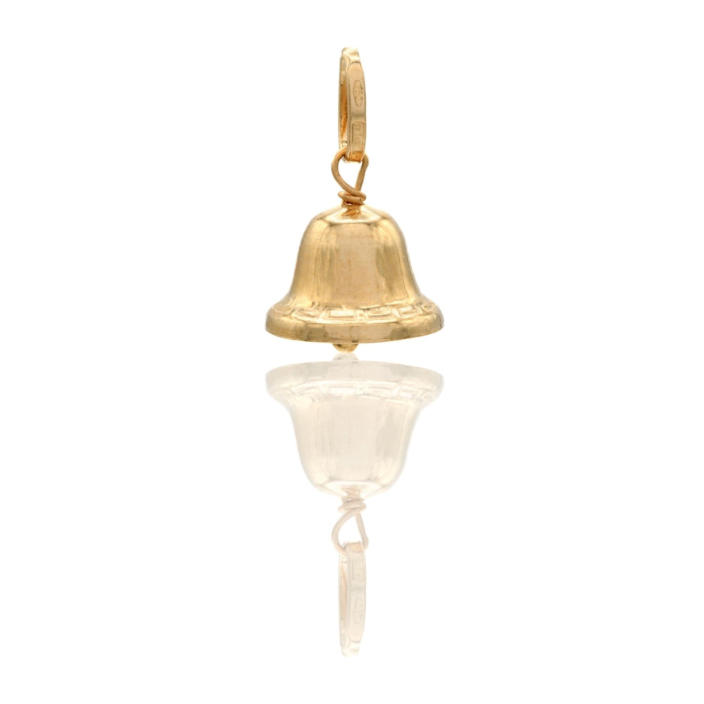 Ciondolo Oro Giallo Oro 18 carati Campanella Con Greca Solo Oro cm.1,8