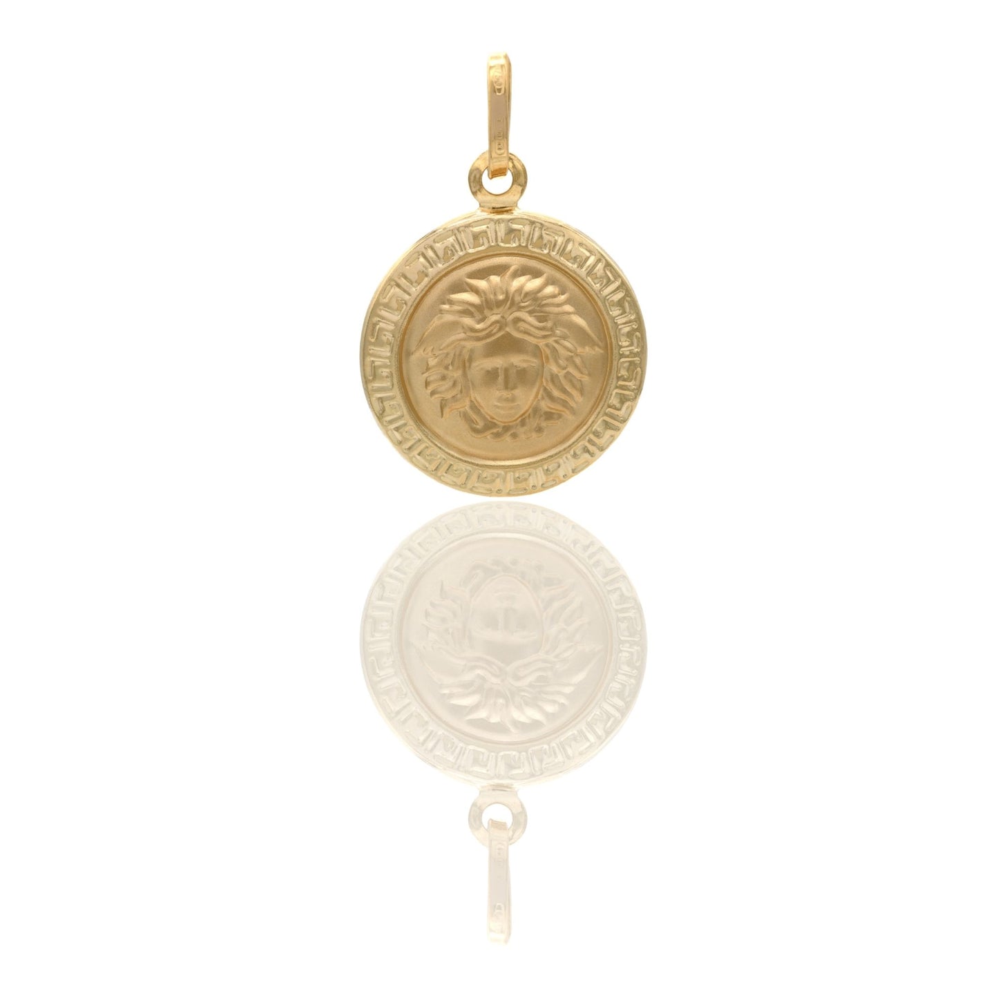 Ciondolo Oro Giallo Oro 18 carati Volto Medusa Tondo Solo Oro cm.2,5