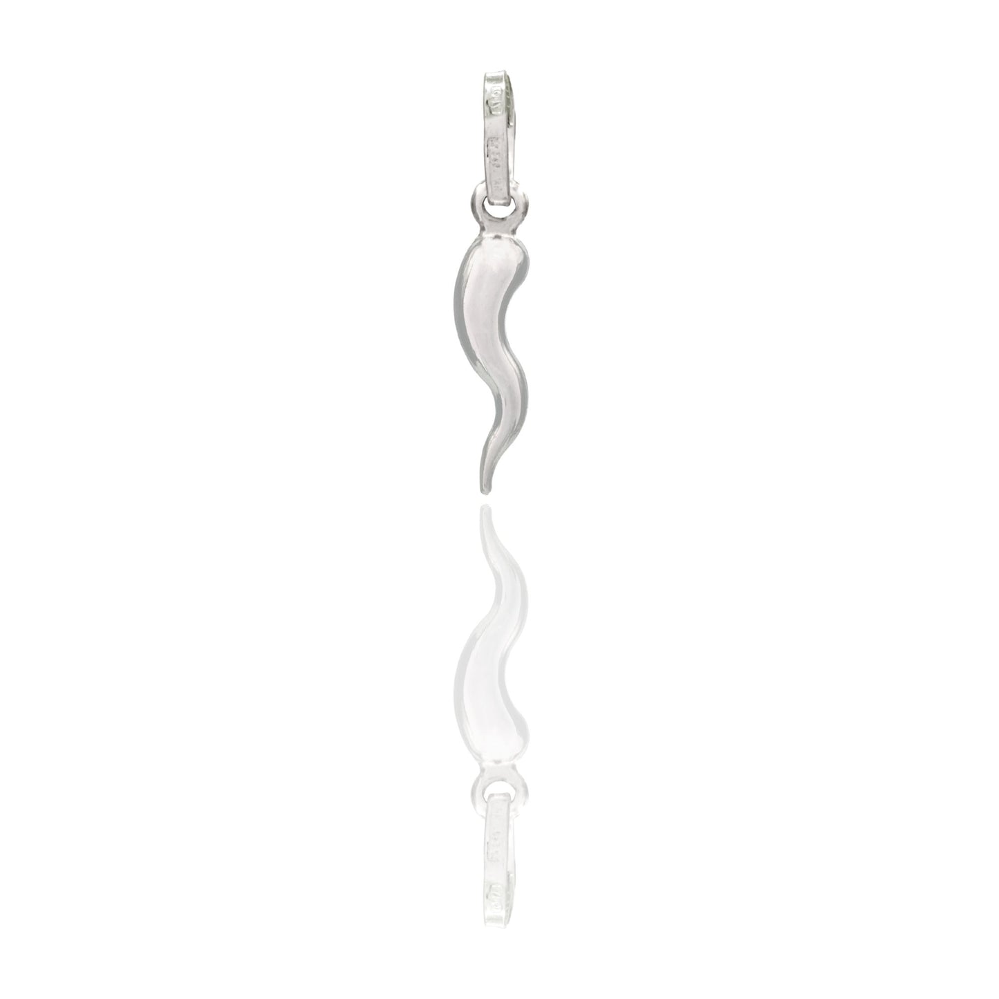 Ciondolo Oro Bianco Oro 18 carati Corno Scaramantico Solo Oro Lunghezza 2 cm
