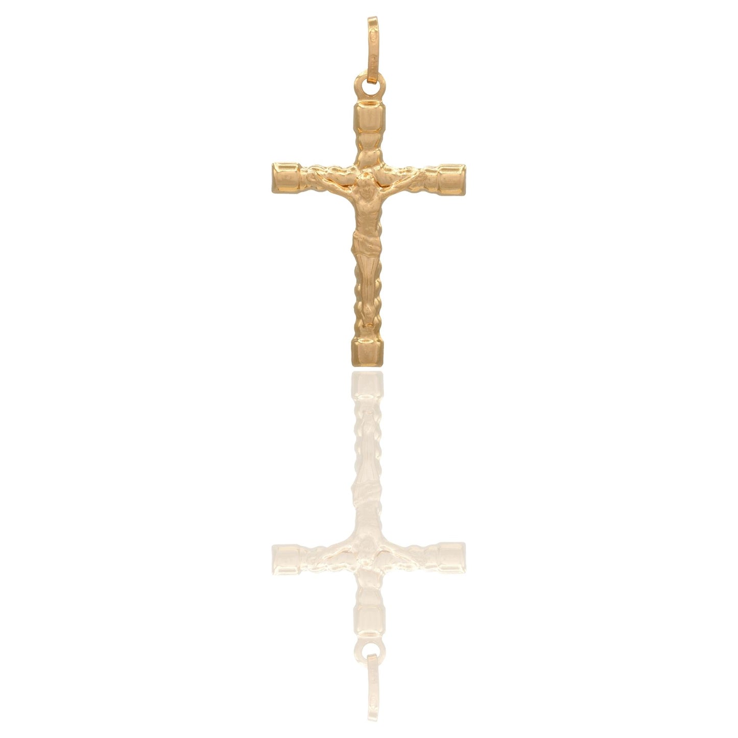 Ciondolo Oro Giallo Oro 18 carati Croce Cristo Tronchetto Solo Oro cm.4,5x2,6