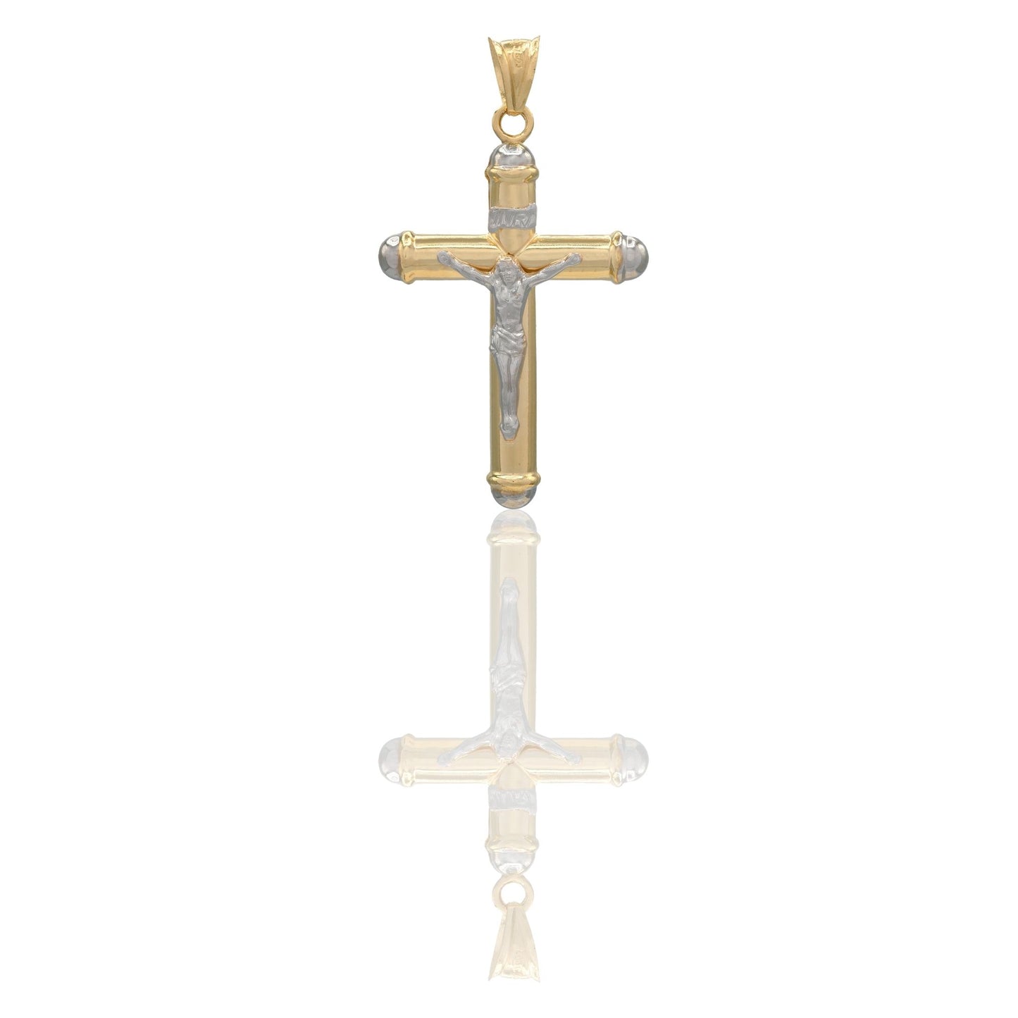 Ciondolo Oro Giallo Oro Bianco Oro 18 carati Croce Cristo Pagnottella Solo Oro cm.4,5x2,5