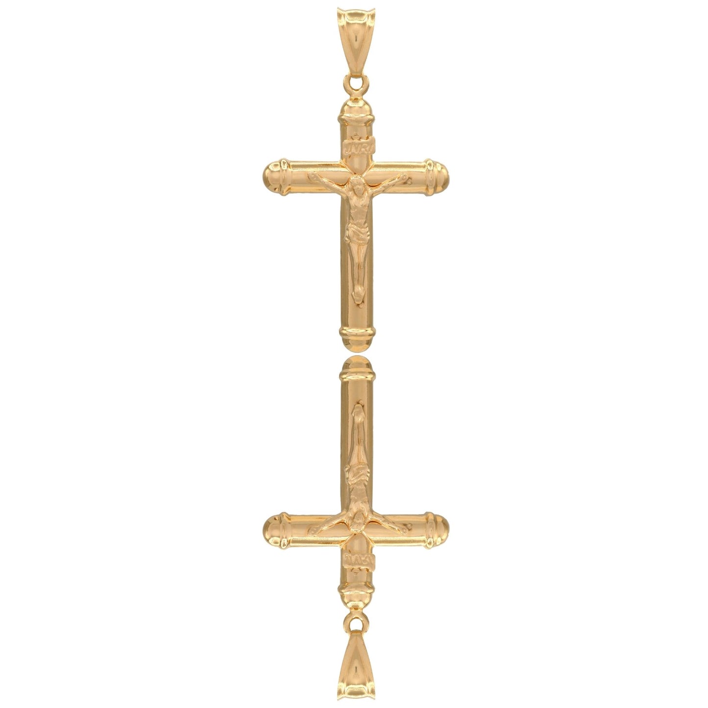 Ciondolo Oro Giallo Oro 18 carati Croce Cristo Pagnottella Solo Oro cm.5,8x3