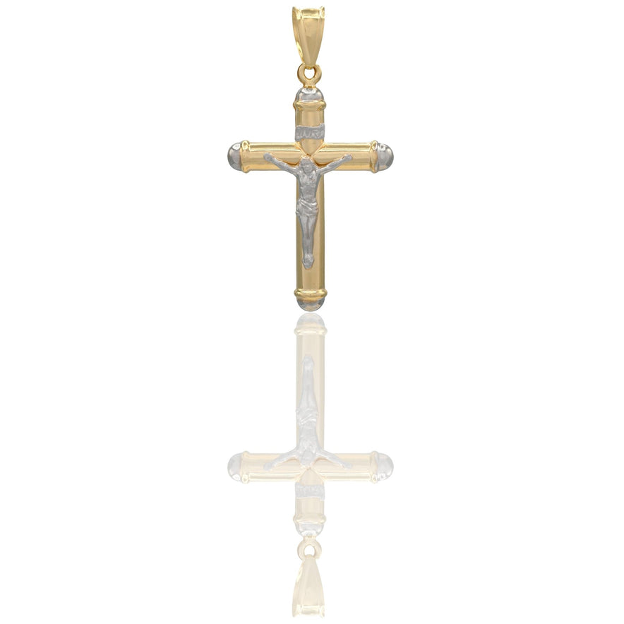 Ciondolo Oro Giallo Oro Bianco Oro 18 carati Croce Cristo Pagnottella Solo Oro cm.5,8x3,2
