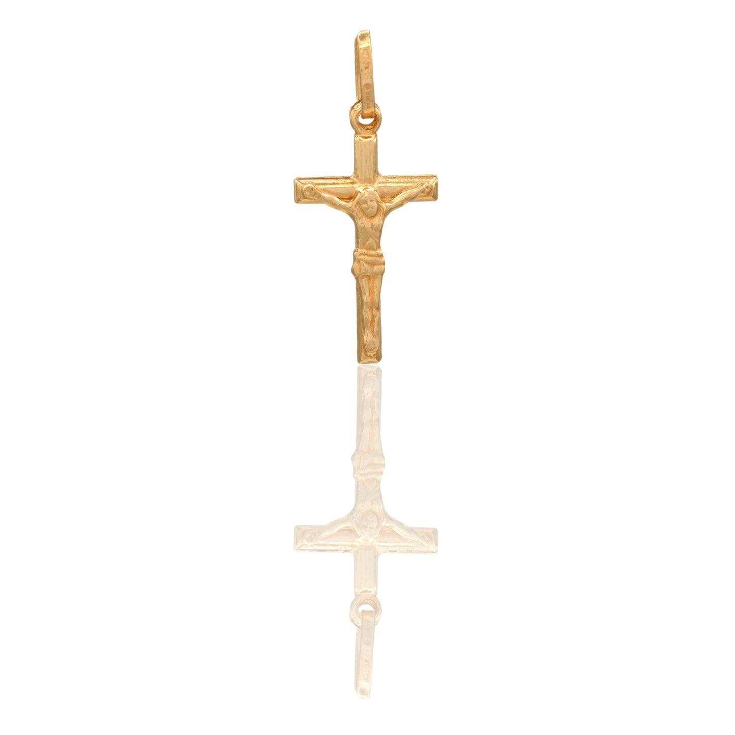 Ciondolo Oro Giallo Oro 18 carati Croce Cristo Tubolare Solo Oro cm.2,5x1,1