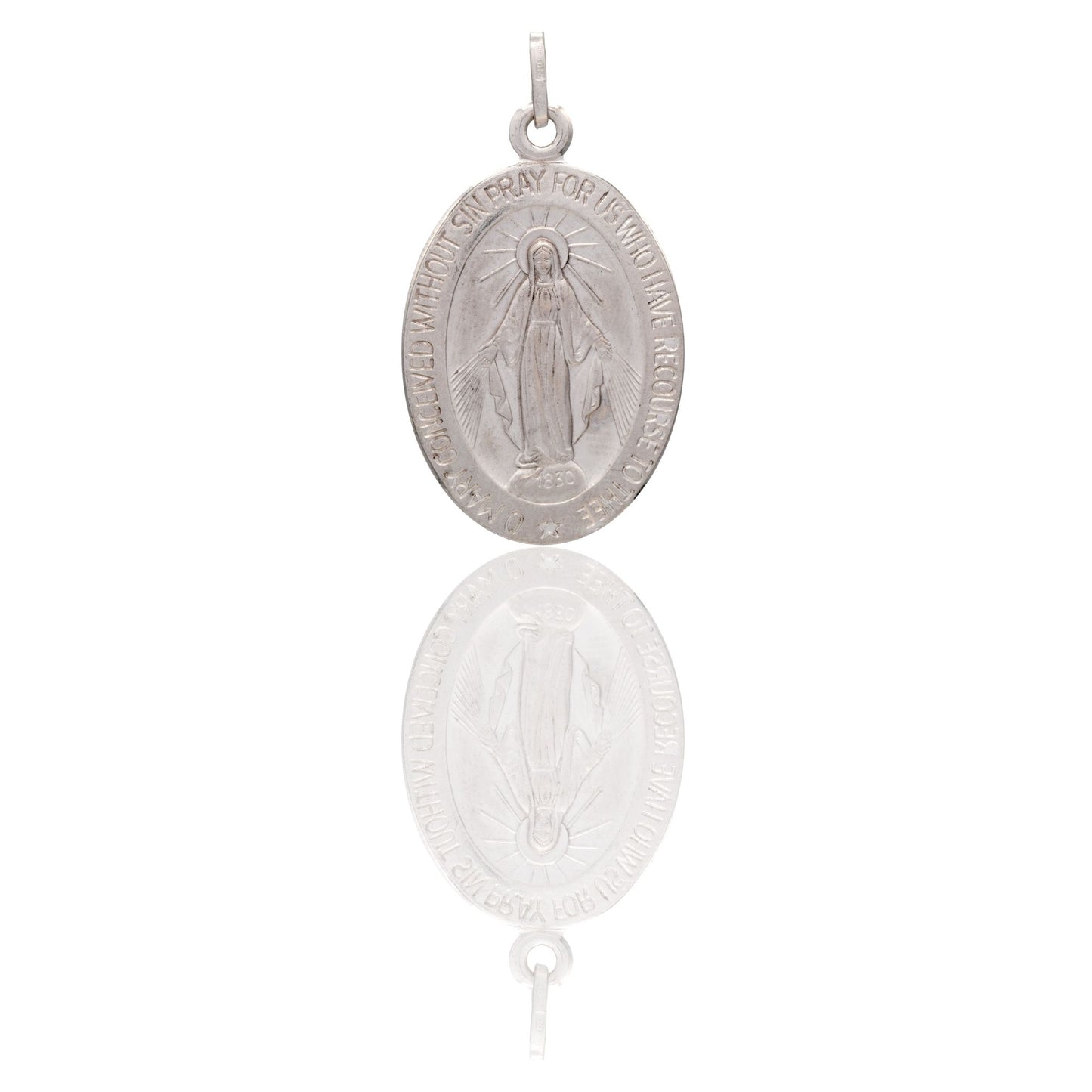 Ciondolo Oro Bianco Oro 18 carati Madonna Miracolosa Solo Oro cm.3,8