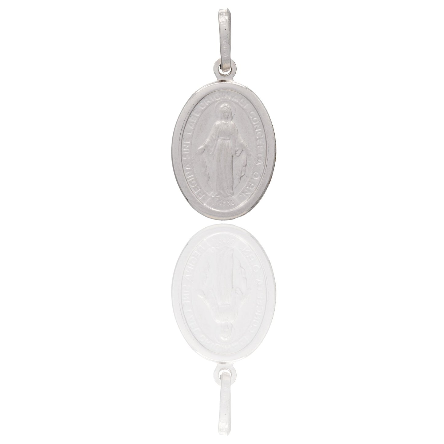 Ciondolo Oro Bianco Oro 18 carati Madonna Miracolosa Solo Oro cm.2,3