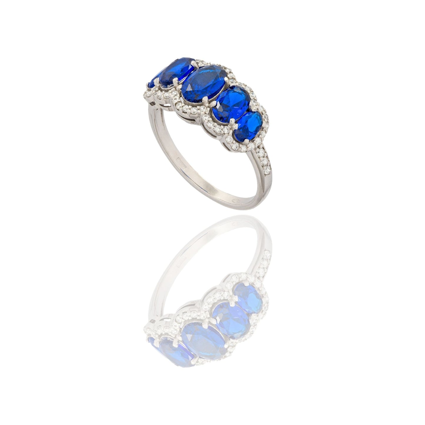 ANELLO DONNA 5 PIETRE OVALI CON CONTORNO