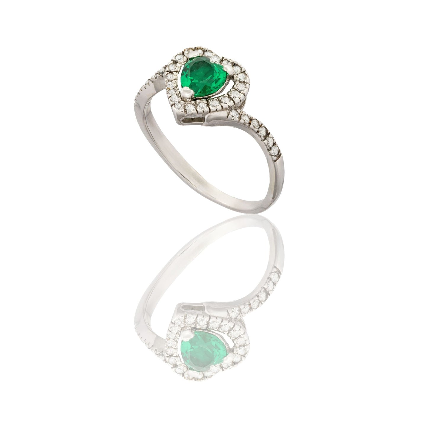 ANELLO DONNA CUORE PIETRA CENTRALE CON PAVE'