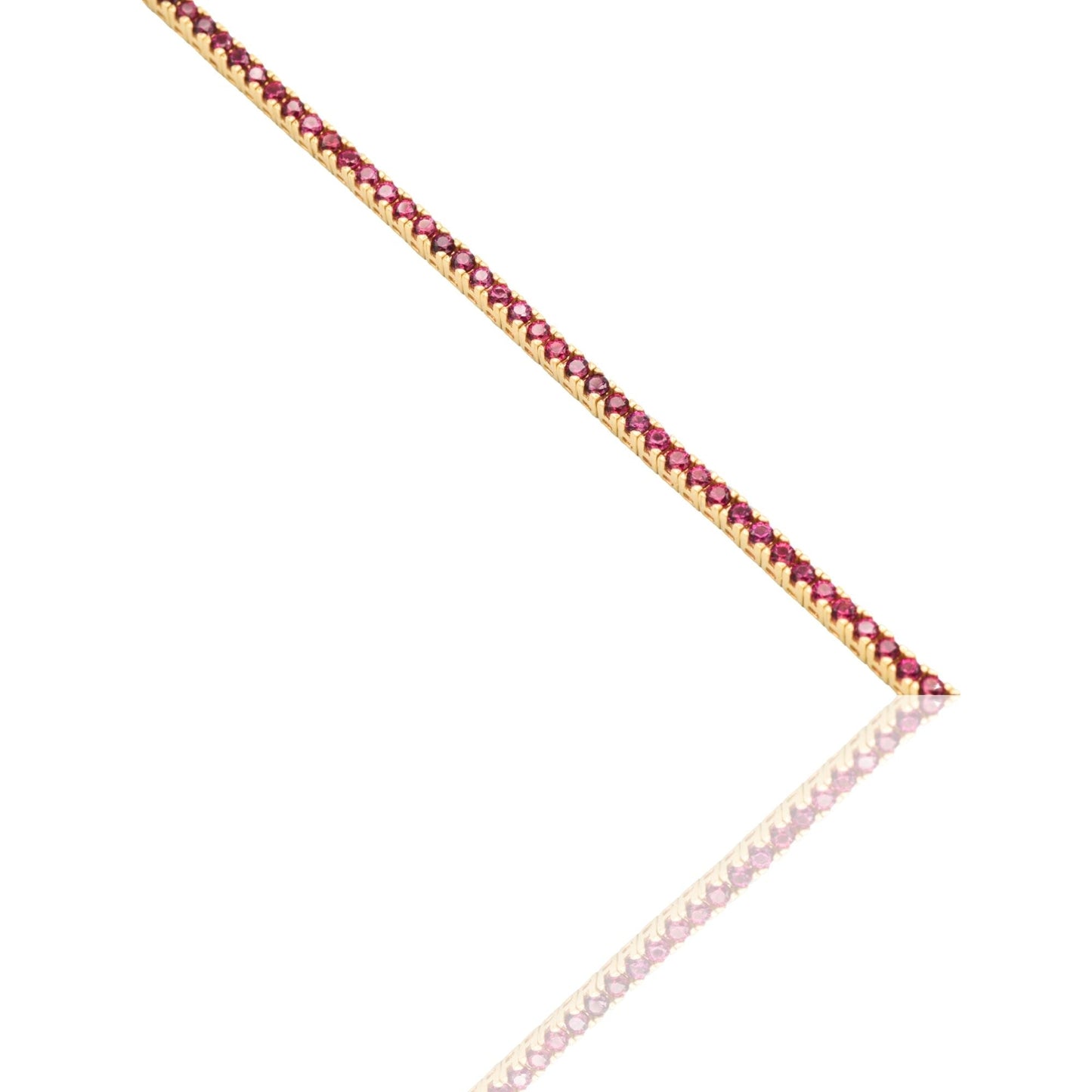 Bracciale Oro Giallo Oro 18 carati Tennis rigido Zirconi fucsia lunghezza 18cm