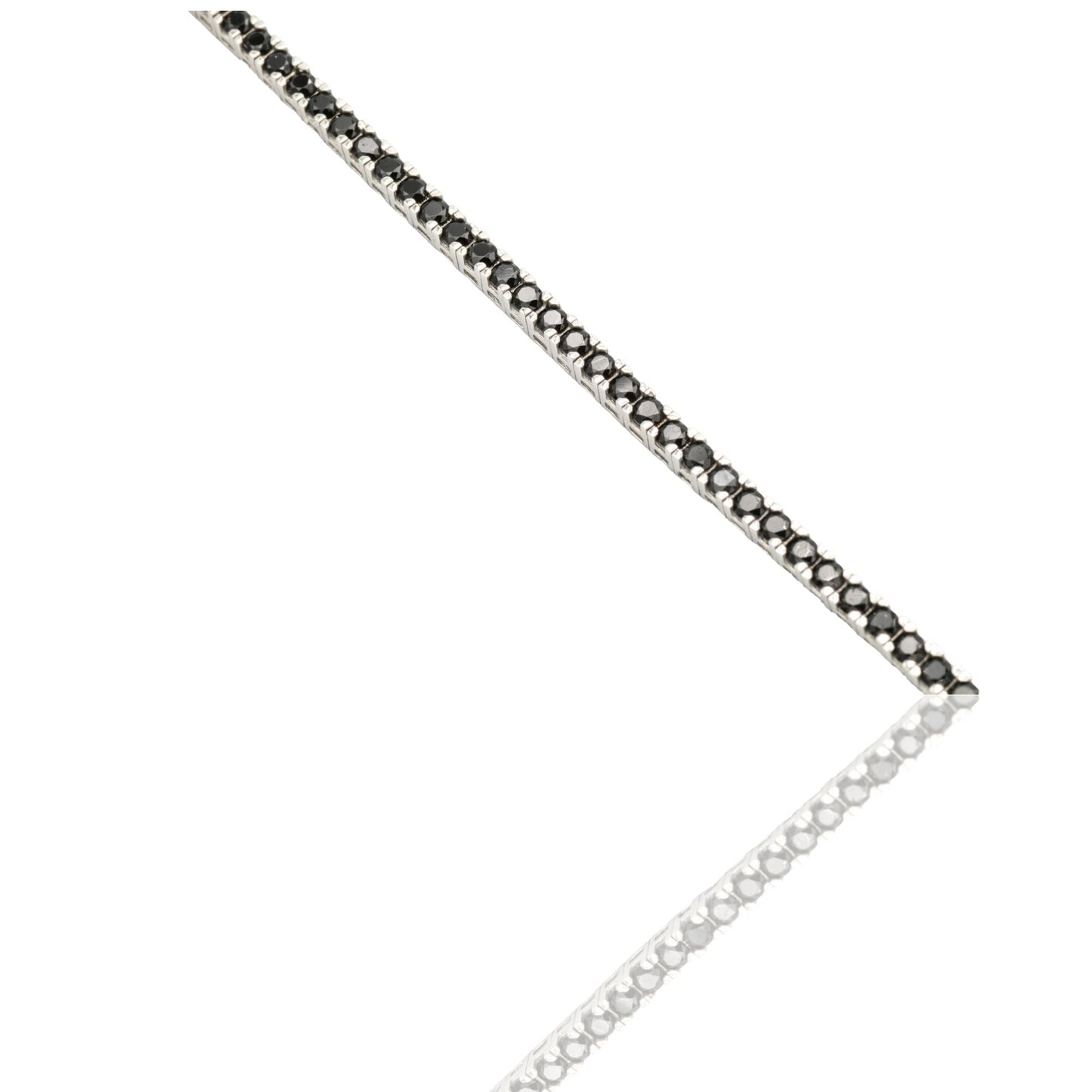 Bracciale Oro Bianco Oro 18 carati Tennis rigido Zirconi Neri lunghezza 17cm
