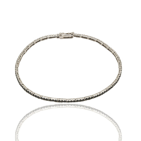 Bracciale Oro Bianco Oro 18 carati Tennis A Terzine Zirconi Neri cm. 18,5
