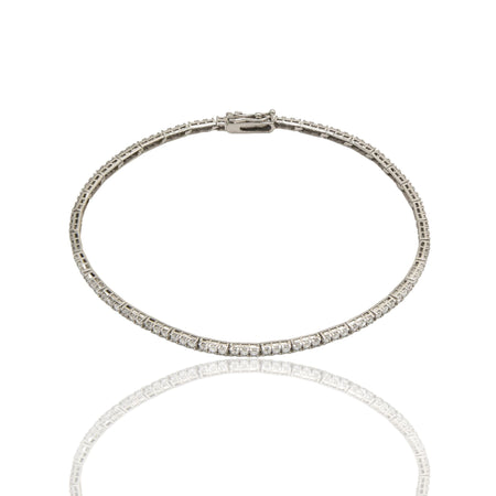 Bracciale Oro Bianco Oro 18 carati Tennis A Terzine Zirconi Bianchi cm. 18