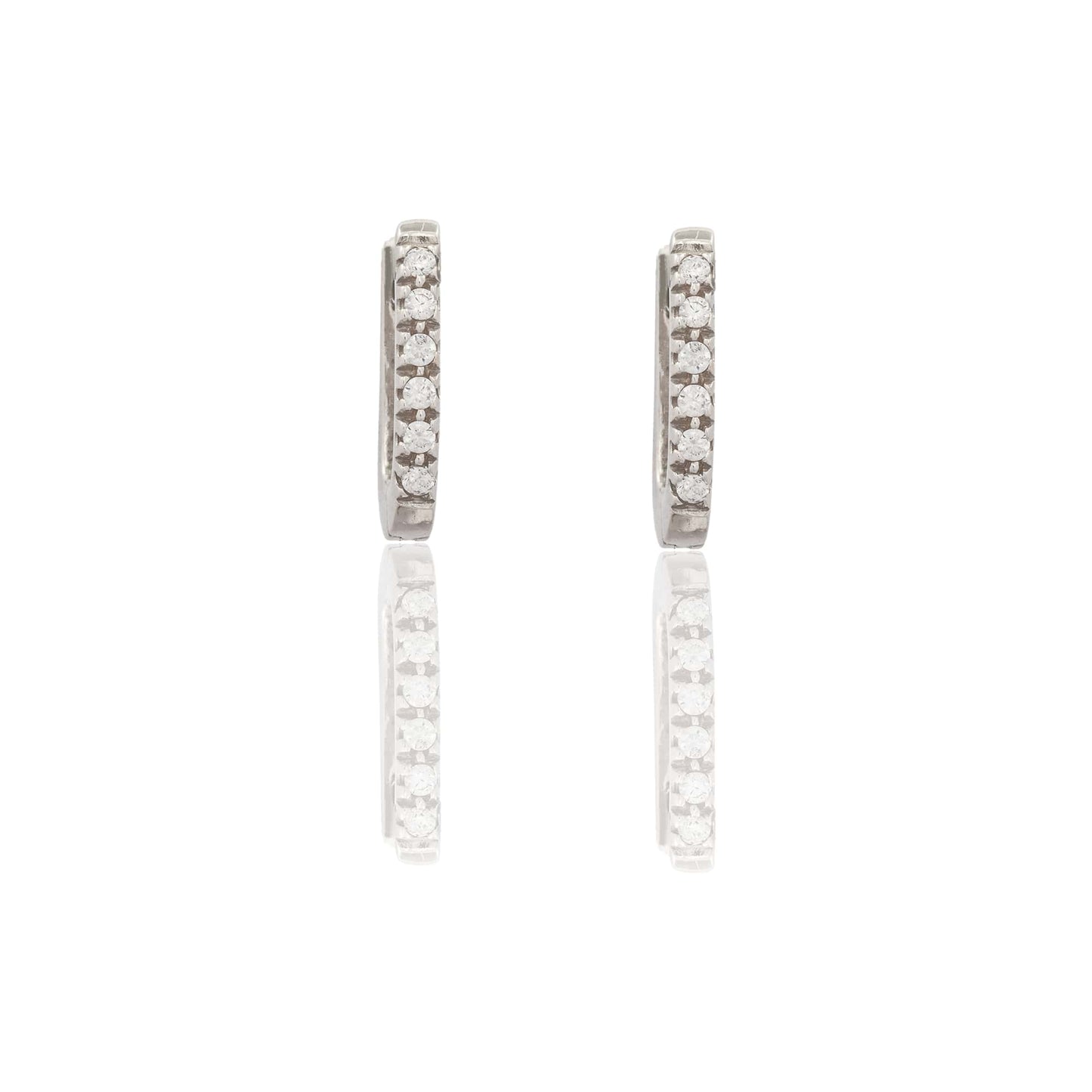 Orecchini Oro Bianco Oro 18 carati Quadrato Pave' Zirconi Bianchi