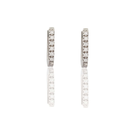 Orecchini Oro Bianco Oro 18 carati Quadrato Pave' Zirconi Bianchi