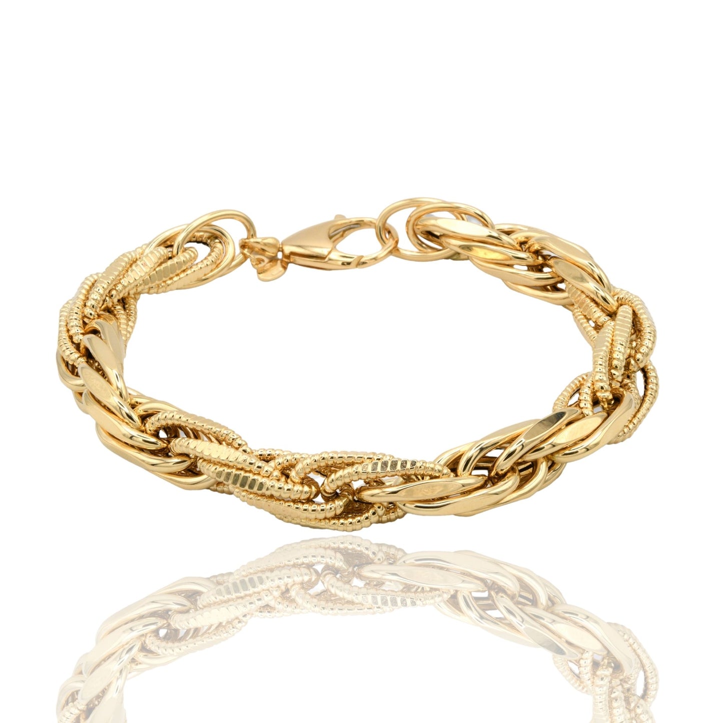 Bracciale Oro Giallo Oro 18 carati Catena Intrecciata Solo Oro