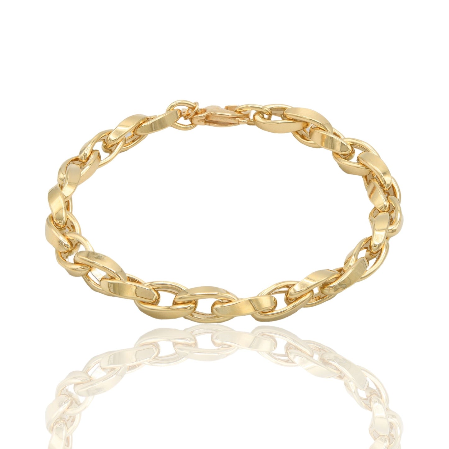 Bracciale Oro Giallo Oro 18 carati Catena Intrecciata Solo Oro