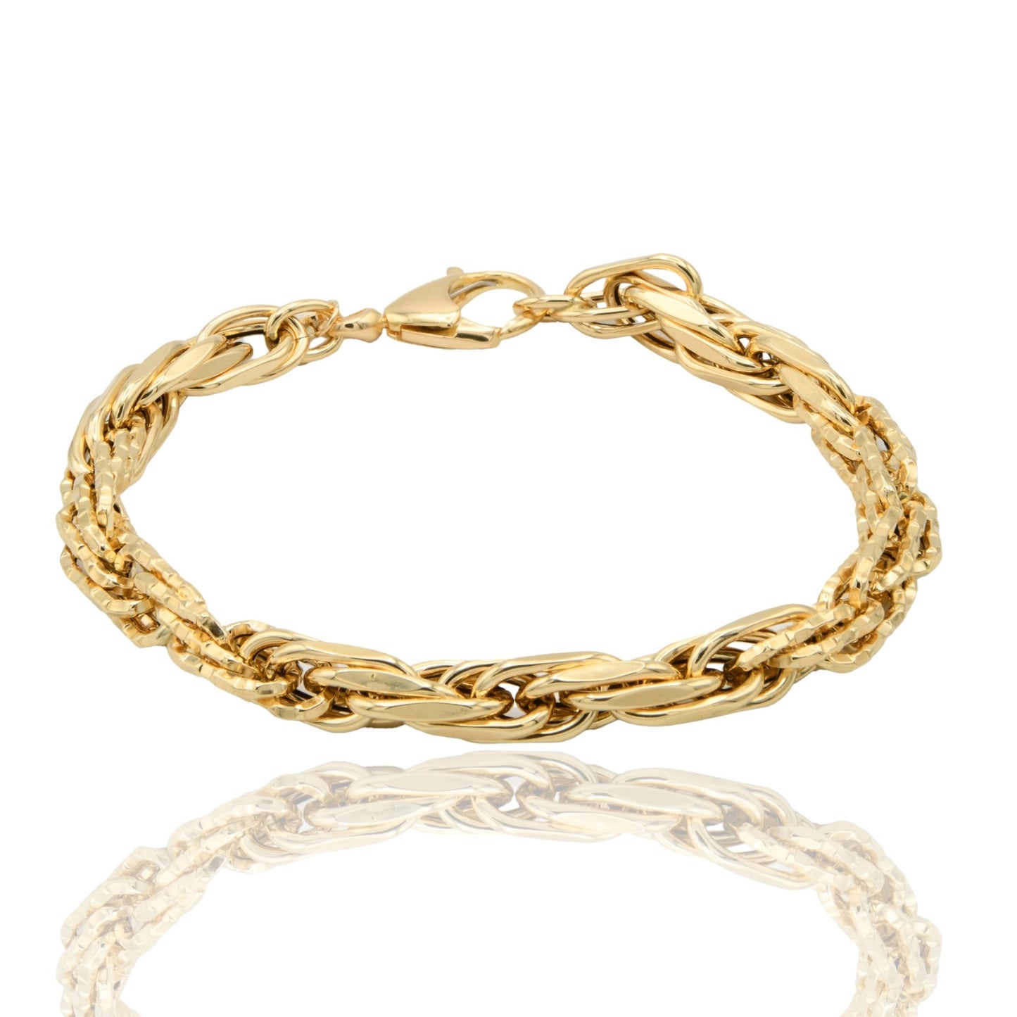 Bracciale Oro Giallo Oro 18 carati Catena Intrecciata Solo Oro