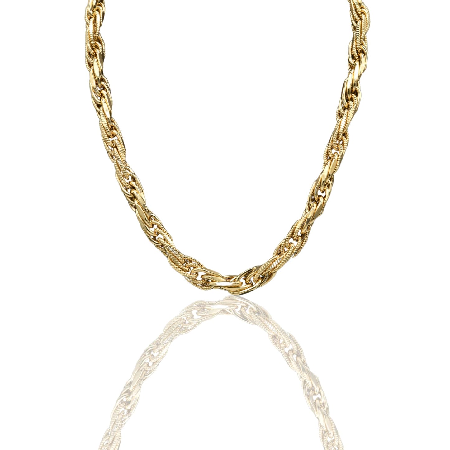 Collana Oro Giallo Oro 18 carati Catena Maglia Intrecciata Solo Oro