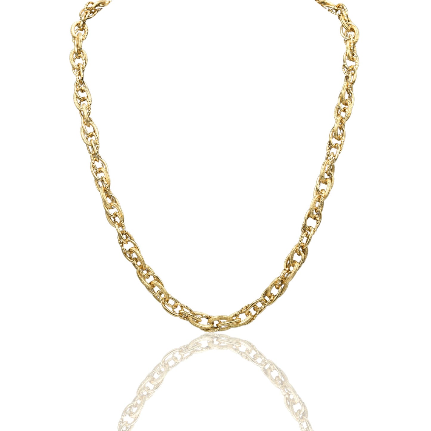 Collana Oro Giallo Oro 18 carati Catena Maglia Intrecciata Solo Oro