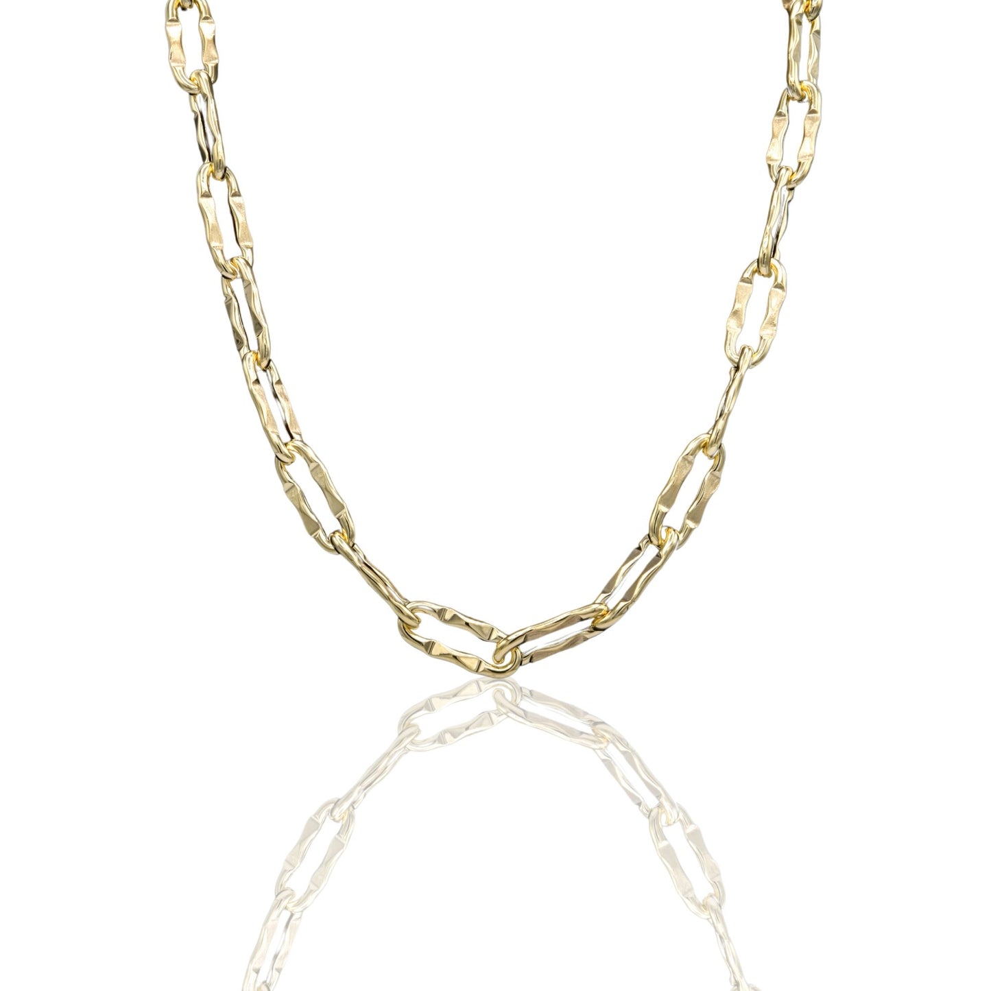 Collana Oro Giallo Oro 18 carati Catena Maglia Allungata Solo Oro cm.45