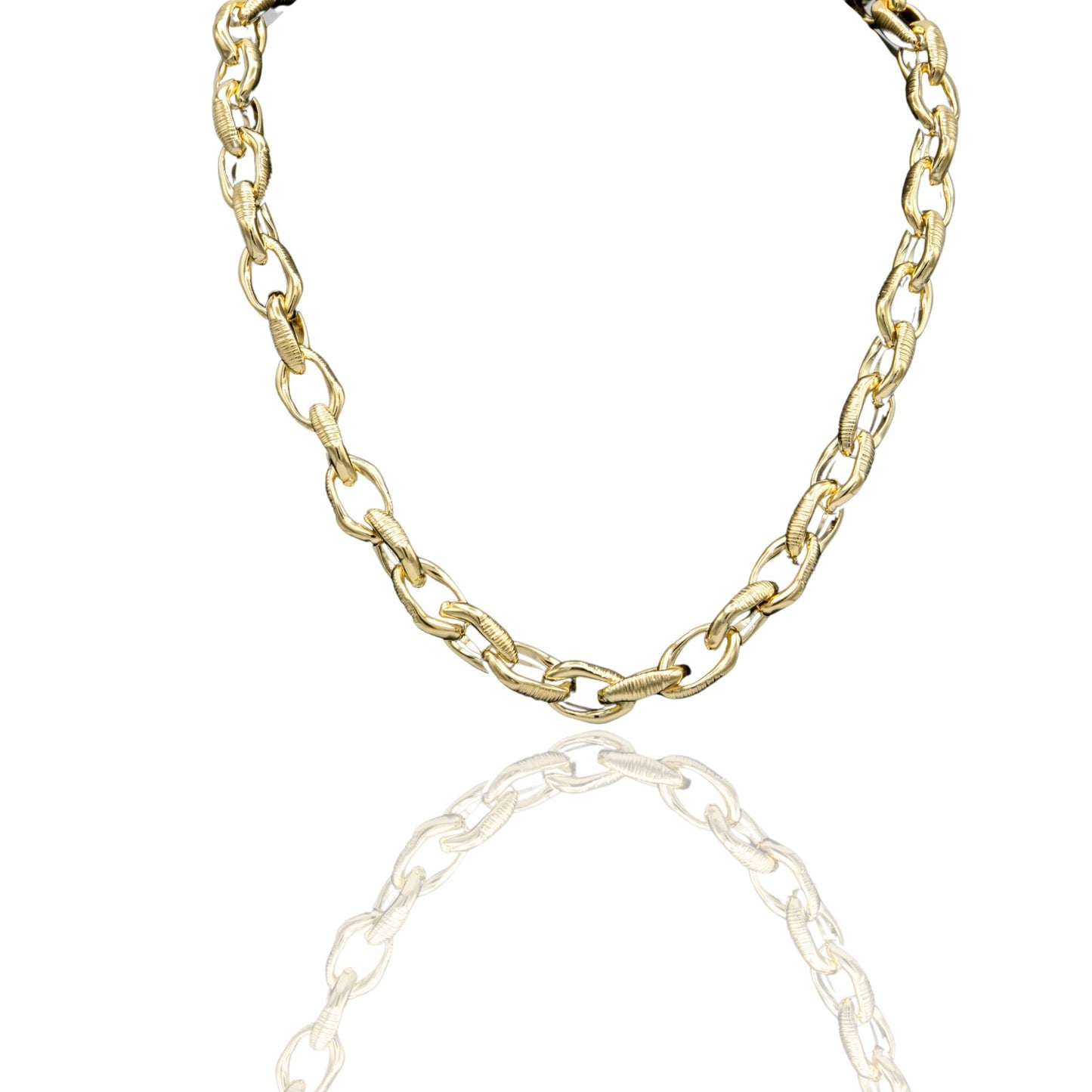 Collana Oro Giallo Oro 18 carati Catena Maglia Ovale Solo Oro cm.45