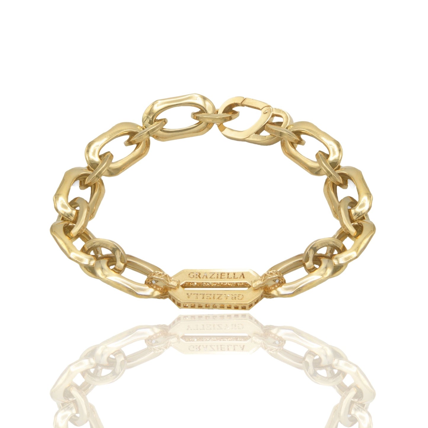 Bracciale Oro Giallo Oro 18 carati Maglia Catena Ovale Solo Oro