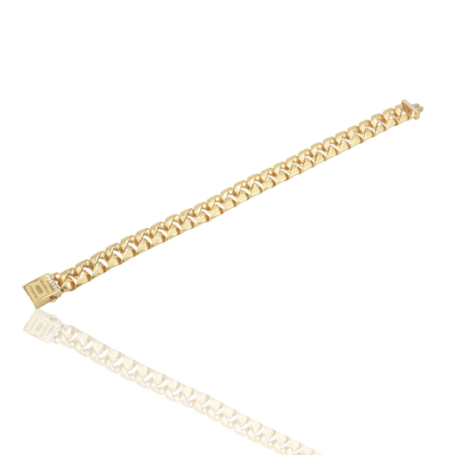 Bracciale Oro Giallo Oro 18 carati Groumette Vuota Maglia Squadrata Solo Oro