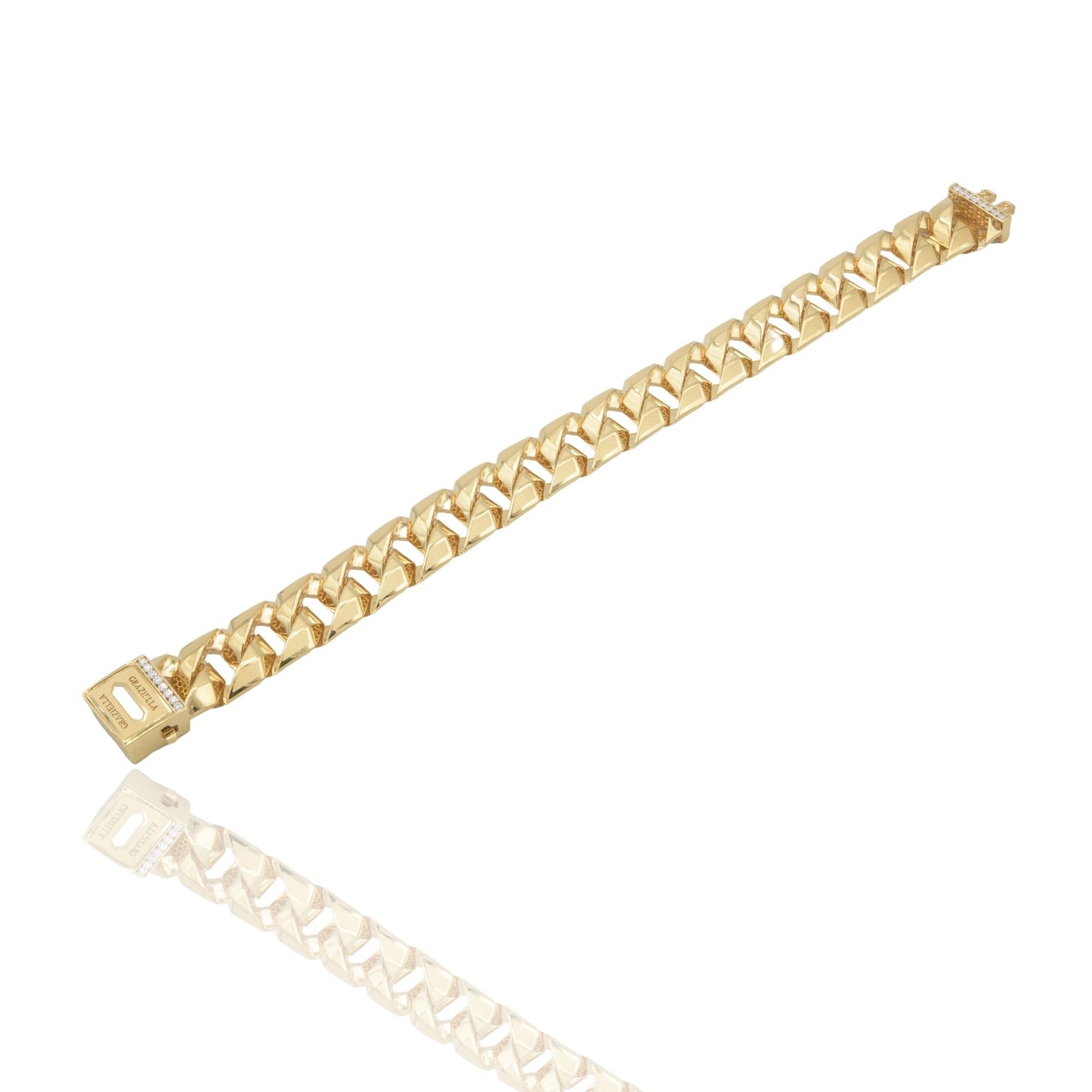 Bracciale Oro Giallo Oro 18 carati Groumette Vuota Maglia Squadrata Solo Oro