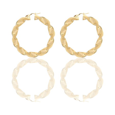 Orecchini Oro Giallo Oro 18 carati Cerchi Torchon   Solo Oro Spessore mm.10 diametro interno  cm.6,0