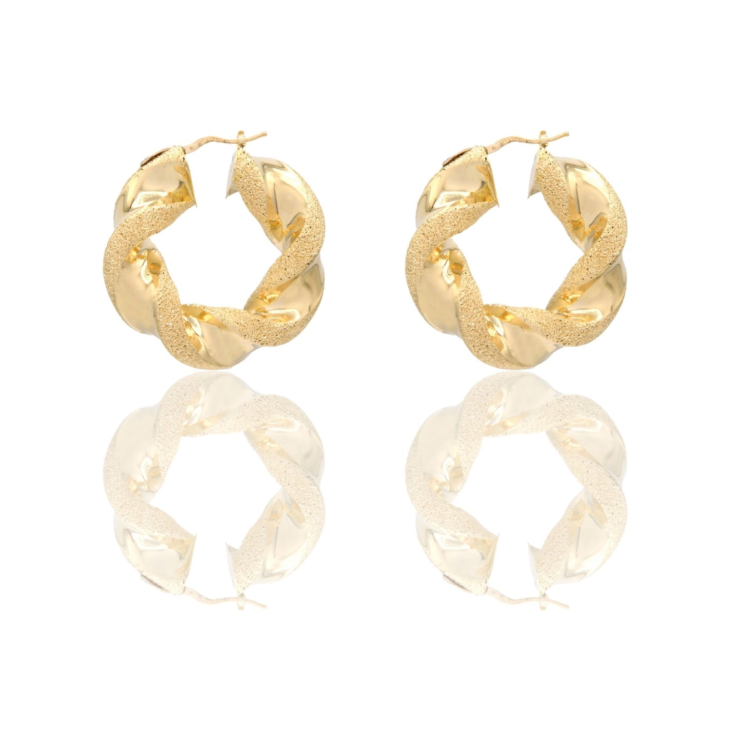 Orecchini Oro Giallo Oro 18 carati Cerchi Torchon Solo Oro Spessore mm.12 diametro interno cm.4